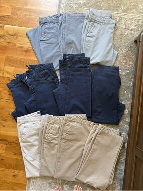 Izod Men's Chino Pants Lot in Navy, Gray, and Khaki Tones